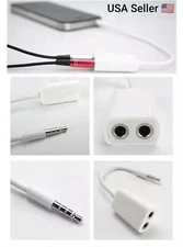 White Double 3.5mm Earphone Headphone Y Splitter Cable Cord Adapter Jack Plug