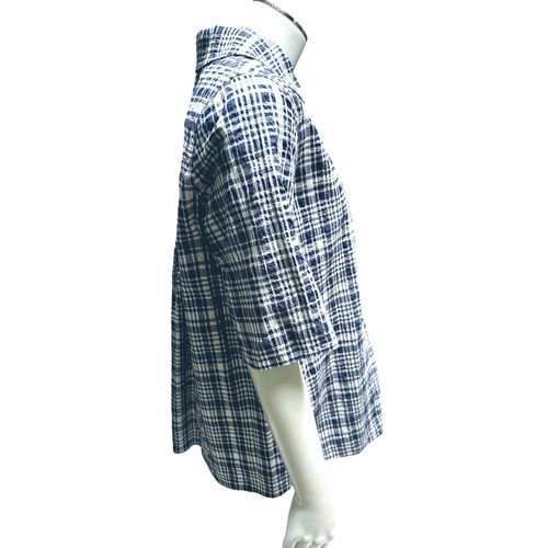 COS Collection of Style Plaid Button Up Shirt Size 4 Blue White Cotton Spandex - Picture 4 of 10