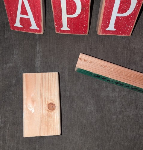 Christmas Blocks Happy Holidays Red and Green Wood Letters - Picture 4 of 4