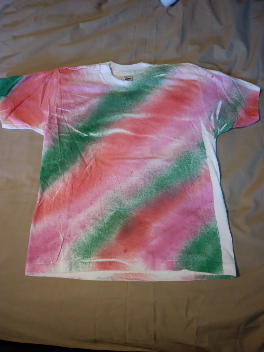 Childs 14 - 16 T-shirt Pink and Green tie dye on white 274777 | eBay