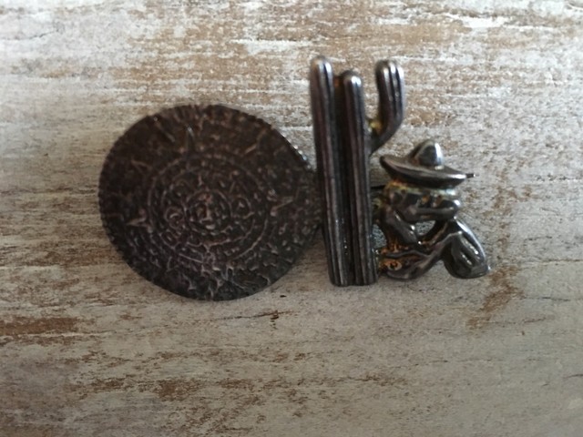 Old Mexico Silver Aztec/Mayan Calendar Cactus Man W