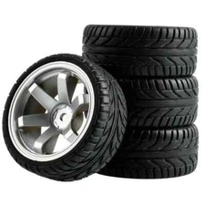 4pcs 1/10 Rubber Tires &12mm hex Wheels Rims Set for RC 1:10 On Road Touring Car