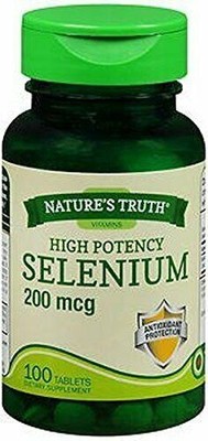 Nature's Truth High Potency Selenium Gluten Free Tablets 200mcg 100 Ct Pack of 3