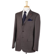 NWT 3795 ISAIA Chocolate Brown Stripe 'Aqua 3-Ply' Crisp Wool Suit 40 R