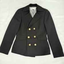 Tahari Arthur Levine Women 4 Double Breasted Blazer Gold Crest Buttons Preppy