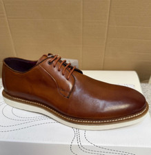 Mens Lambretta Smart Tan Leather Evening Flat Derby Shoes Brogue Plain Lace UK