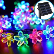 Solar String Flower Lights Outdoor Waterproof Fairy Light Decorations for Garden