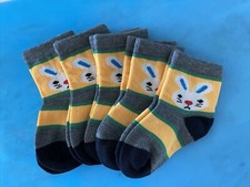 Kids Novelty Colorful Bunny Design Crew Socks 5 Pairs Sizes S-M