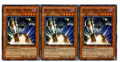 Yugioh- 3X Destiny Hero - Dunker - Common - Unlimited - PTDN-EN014 - Light Play