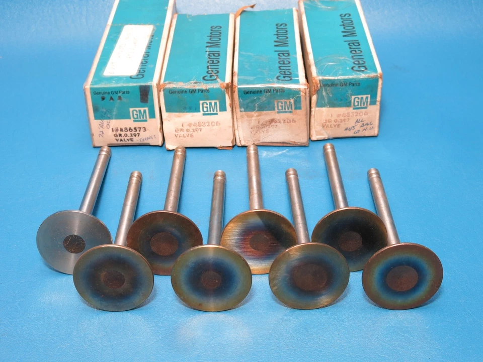 Juego de válvulas de escape GM 1971 Pontiac GTO LeMans Firebird 455 483206 486571 NOS Foto 3 de 4