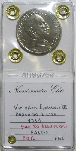 *VITTORIO EMANUELE III BUONO DA 2 LIRE 1931 SIGILLATA NUMISMATICA ELITE FDC RRR - Imagen 3 de 3