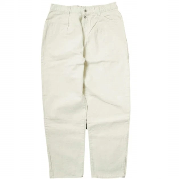 H BEAUTY&YOUTH DRILL BANANA PANTS 1214-699-6632 L OFF WHITE 1 Tuck Wide Tapered