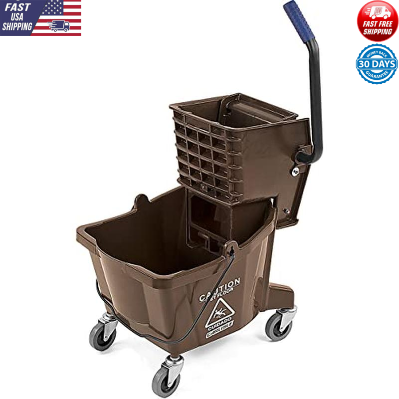 26 Quart Side-Press Wringer Mop Bucket for Floor Cleaning & Janitorial Use