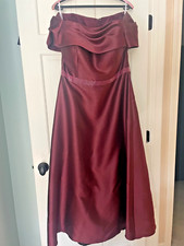 Mother of bride off shoulder cranberry gown with waistline beading