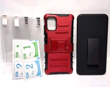Samsung Galaxy A51 5G Phone Case + Screen Protector x2 + Belt Clip - Dual Layer 