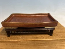 Maroon Glazed Suiban For Suiseki Echizen Hosui Bonsai Tree Pot 6 3/8”