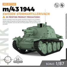 SS87734 1/87 HO Scale Railway Military Model Kit Sweden SAV m/43 1944 75mm