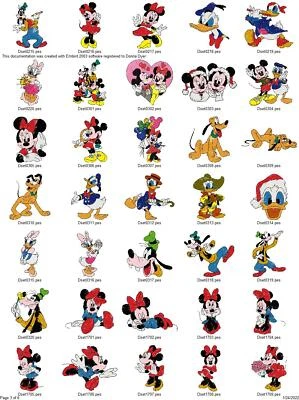 BROTHER 176 CARTOON MOUSE & FRIENDS EMBROIDERY MACHINE DESIGNS COLLECTION PES JEF USB