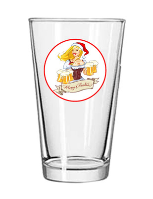 Christmas - Merry Christmas Beer Girl - 16oz Pub Pint Beer Glass Tea