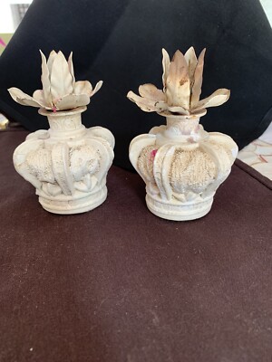 WOLIN (Japan) METAL POINSETTIA CANDLE HOLDER SET. 