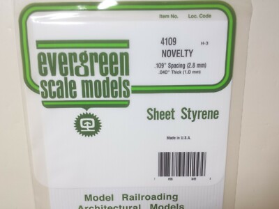 Novelty Sheet 6'' x 12'' .109'' spacing .040 Evergreen Scale Models Plastic 4109