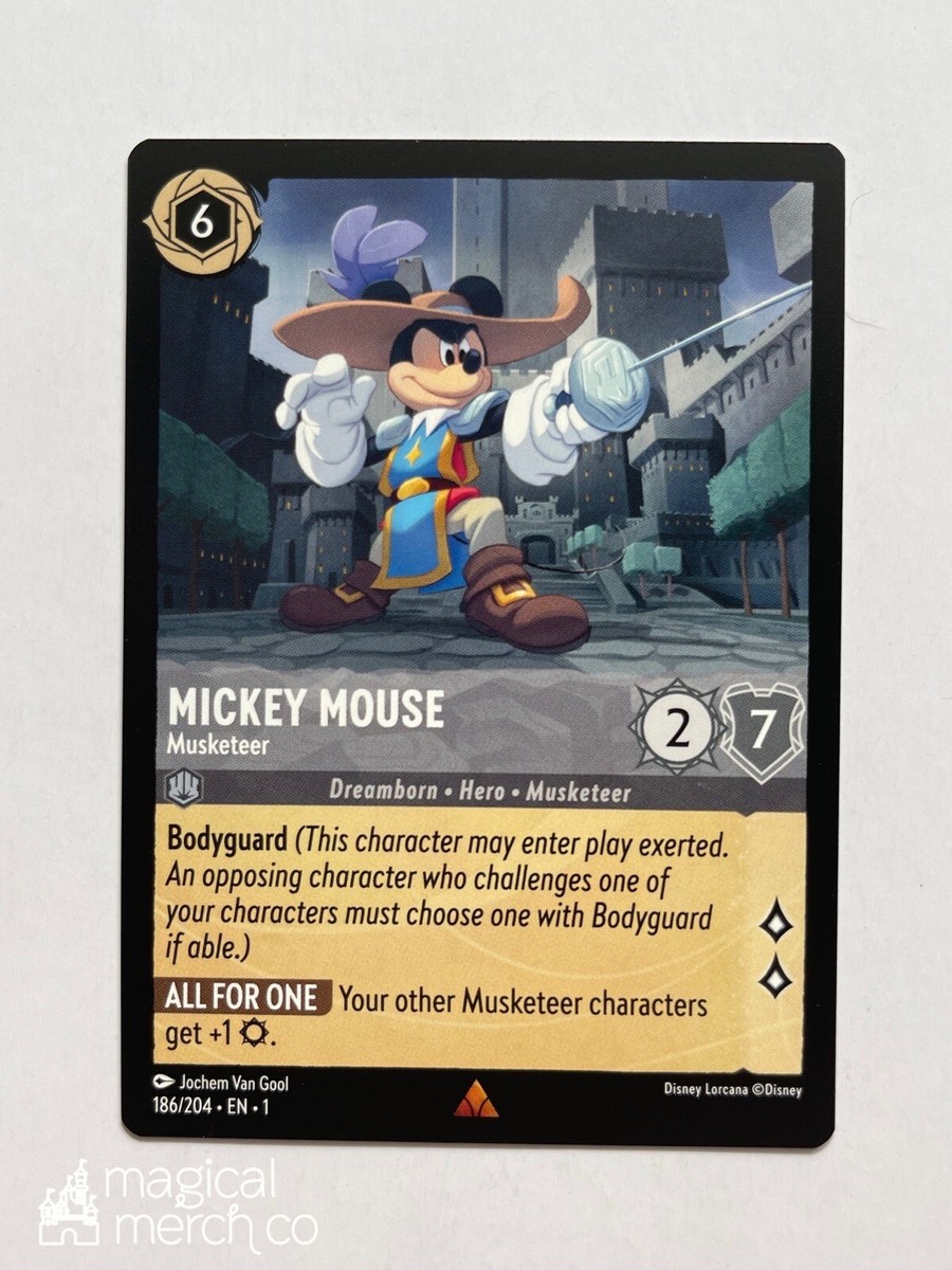 lorcana musketeer cards Disney Lorcana Mickey Mouse Musketeer 186/204 Rare NM Card Regular