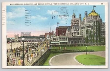 Atlantic City New Jersey Boardwalk Hotels c1935 White Border Postcard Posted