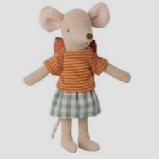 Maileg Big Sister Tricycle Mouse, Old Rose