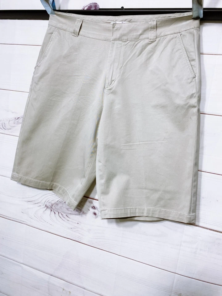 Pantalones Cortos Coldwater Creek Mujer Talla 14 Caqui Frente Plano Bolsillos de tiro alto Foto 3 de 4