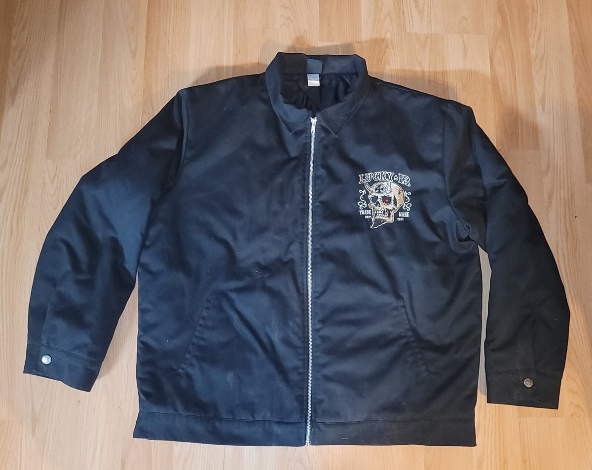 Lucky 13 Tattoo Your Soul Embroidered Skull Full Zip Work Jacket 