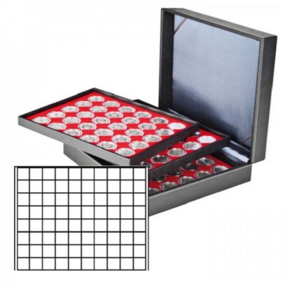 Lindner 2365-2180E Münzkassette NERA XL mit 3 Tableaus und hellroten Münzeinlage