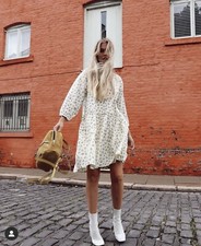 smock shirt dress white floral never worn rrp £65