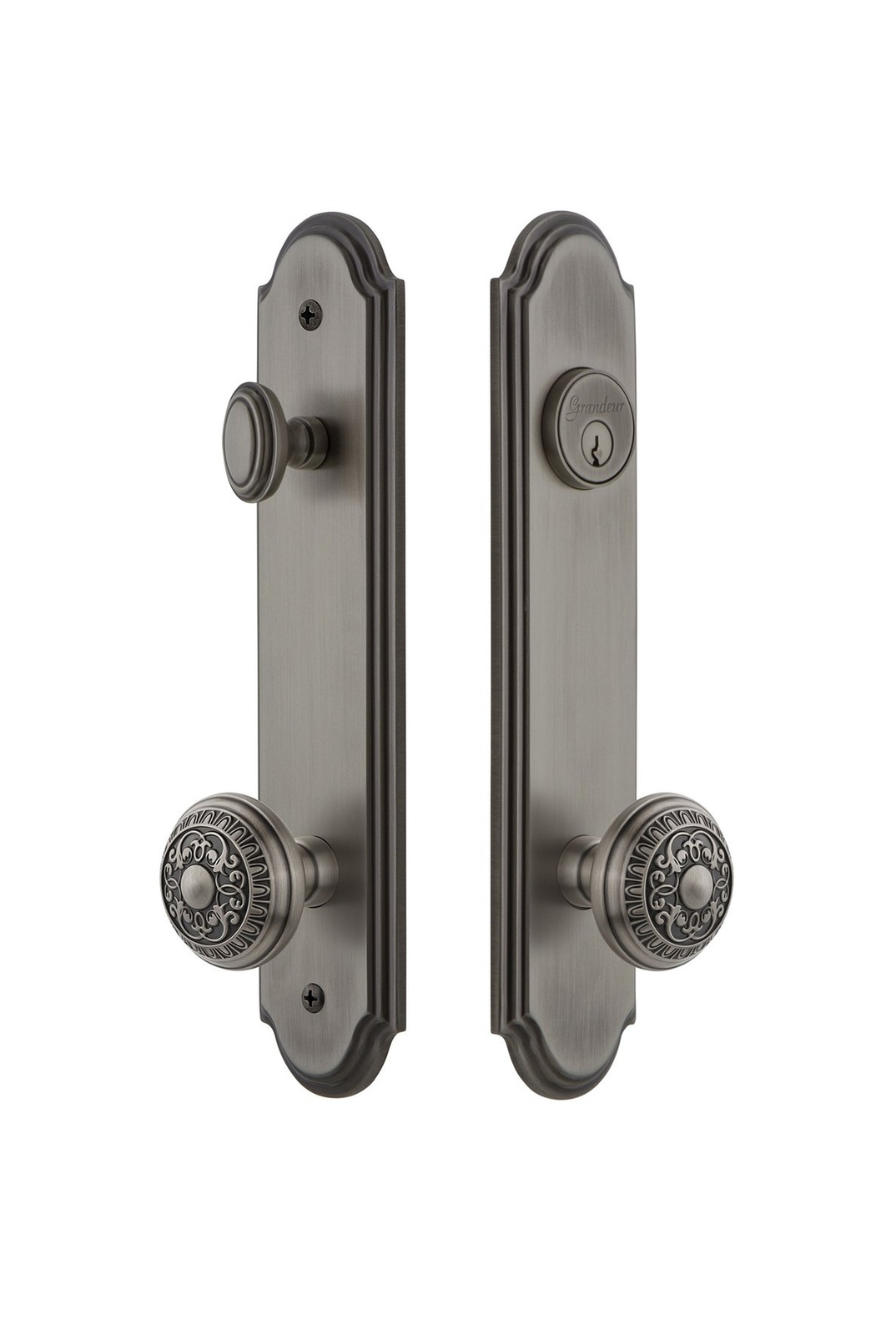 839823 Arc Tall Plate Complete Entry Set with Windsor Knob, Backset Size - 2....