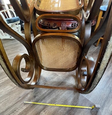 Bentwood Wicker Cane Rocking Chair In The Style Of Michael Thonet