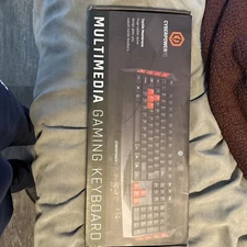 Cyberpower PC Desktop Multimedia Gaming Wired USB Keyboard EUC Black Red Keys