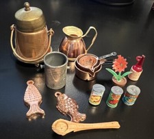Vintage Miniature Kitchen  Food Dollhouse Accessories, Lot of 14