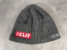 CLIF BAR Skull Beanie Hat Cap Lined SA Embroidered Outdoor Sponsor Energy Gray 