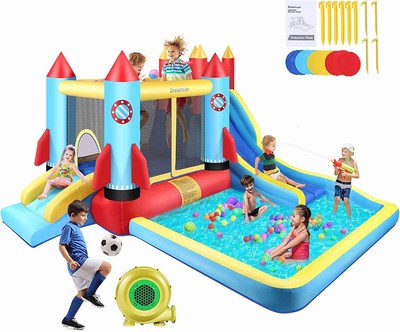 Inflatable Bounce House Indoor/Outdoor Bouncy House+Large Splashing PooI &Blower