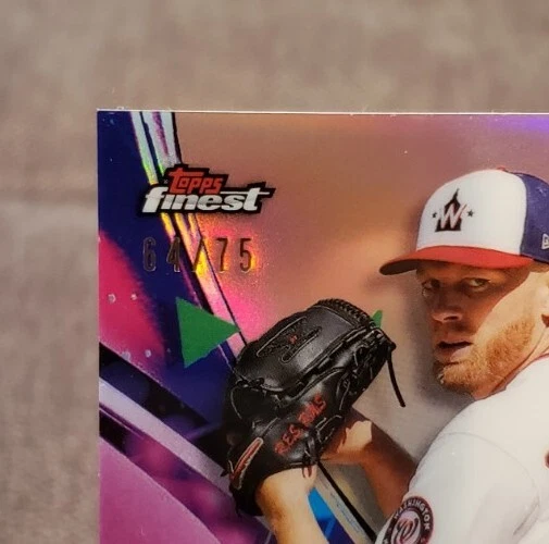 2021 TOPPS FINEST STEPHEN STRASBURG ROSE REFRACTOR SSP # /75-NATIONAL WS MVP - Image 3 of 3