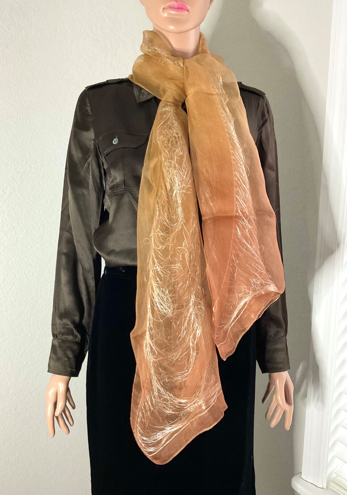SCARF double layer Gold thread graduating color - image 3