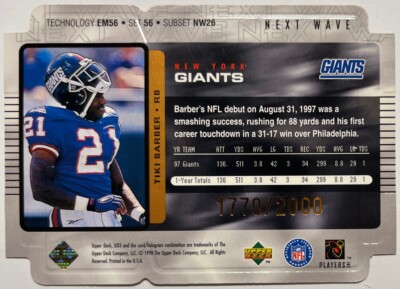 1998 Upper Deck UD3 Next Wave Die Cut 1770/2000 Tiki Barber