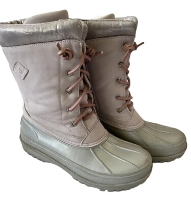 Kids Sperry Boots Size Pink and Silver