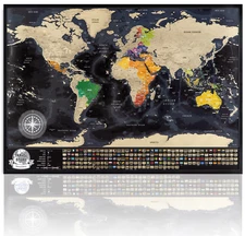 Personalized Scratch Travel Map - Scratch off World Map with Country Flags