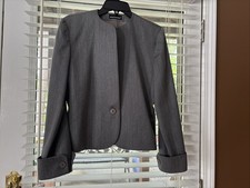 HARVE BENARD Women s 100 WOOL Blazer Jacket Gray 1 Button Front Classic Size 4