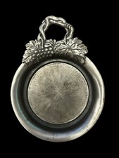 Vintage Metal / Pewter Wine Bottle Holder/Coaster in GRAPES Pattern