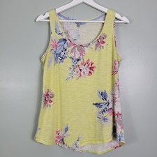 Joules Vest Top Floral Womens Cotton Yellow White UK 12 EU 40 Summer