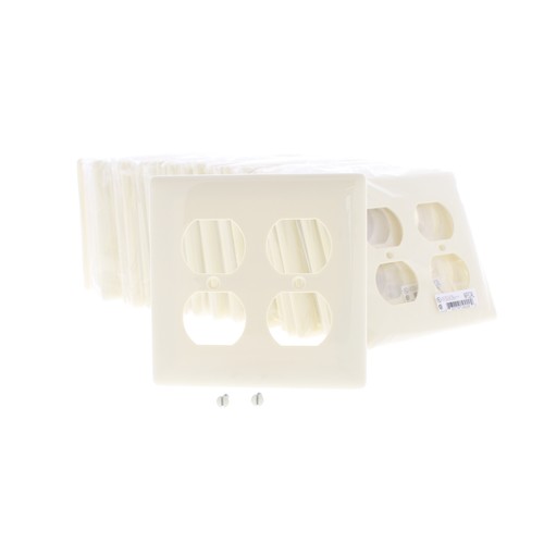 Hubbell NP82AL Almond 2-Gang Duplex Outlet Unbreakable Nylon Wallplates 25pcs