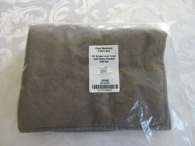 Pottery Barn Belgian Flax Linen TUFTED  Sham Cafe Noir Brown Standard