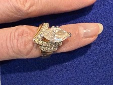 Vintage Designer 1970s Costume Jewelry Engagement Ring/Gold Plate/Cubic Zirconia