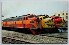 Southern Pacific Union Pacific Santa Fe Trains Chrome Vintage Postcard Railroad